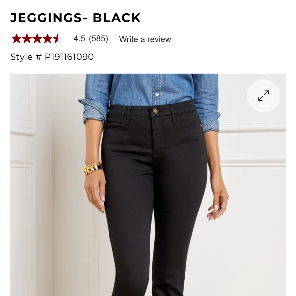 NWT Talbots black denim jegging size 16